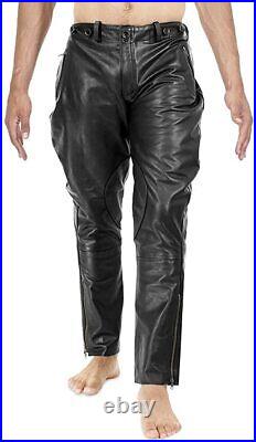 Pant Leather Jeans Style Men's Pants Men Motorbike Real Trousers Waist Black 42