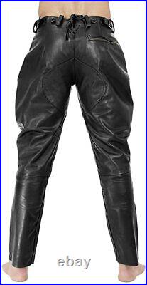 Pant Leather Jeans Style Men's Pants Men Motorbike Real Trousers Waist Black 42