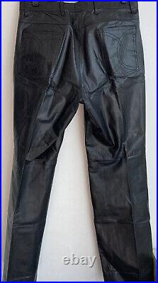 Phillipe Monet Vintage Black Leather Pants Sz 33