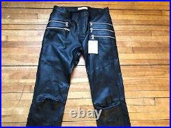 Pierre Balmain Black Lambskin Leather Multizippers Biker Pants Jeans 48 32 $2450
