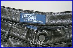 Polo Black Lambskin Leather Pants Size 32 Medium