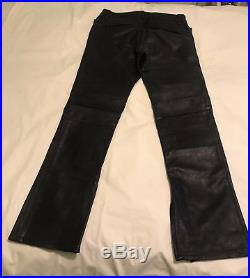 Polo Ralph Lauren 100% Black Leather Motorcycle Vintage Men's Pants 32x34