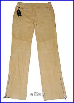 Polo Ralph Lauren Black Label Mens Suede Leather Pants Brown Tan 32/34