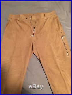 Polo Ralph Lauren Black Label Mens Suede Leather Pants Brown Tan 34/34 MSRP$1595