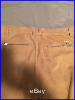 Polo Ralph Lauren Black Label Mens Suede Leather Pants Brown Tan 34/34 MSRP$1595