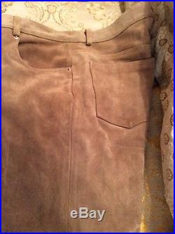 Polo Ralph Lauren Men Vintage Suede Leather Trouser Jean Pants 34x35