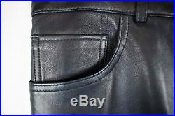 Polo Ralph Lauren Men's Navy Blue Leather Pant Jean Denim 34x34 RRL NWT $1200