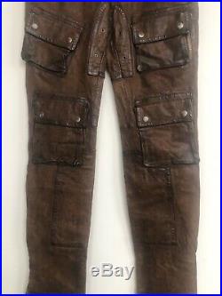 Polo Ralph Lauren Mens Leather Cargo Pants Brown 30/32