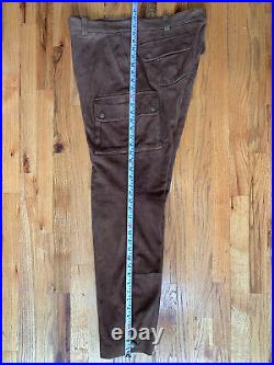 Polo Ralph Lauren Mens Leather Suede Brown Cargo Pants