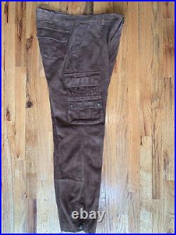 Polo Ralph Lauren Mens Leather Suede Brown Cargo Pants