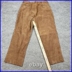 Polo Ralph Lauren Pants Men 35x32 Wide Straight Leg Relaxed Brown Leather Suede