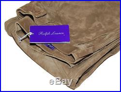 Polo Ralph Lauren Purple Label Mens Pants Brown Suede Leather Cargo Italy 30/34
