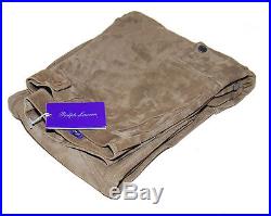 Polo Ralph Lauren Purple Label Mens Pants Brown Suede Leather Cargo Italy 36/34
