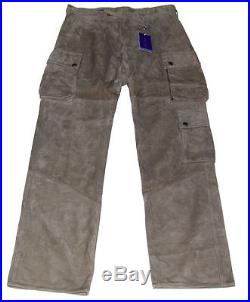 Polo Ralph Lauren Purple Label Mens Pants Brown Suede Leather Cargo Italy 36/34