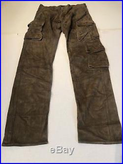 Polo Ralph Lauren Purple Label Mens Suede Leather Cargo Pants Italy 33/34