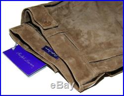 Polo Ralph Lauren Purple Label Mens Suede Leather Cargo Pants Italy Brown 32/34