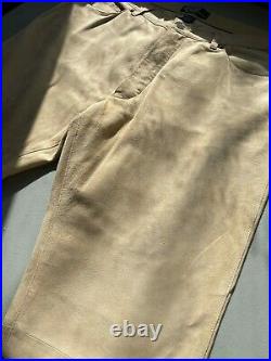 Polo Ralph Lauren Suede Leather Pants 36x32 Mens Beige RRL