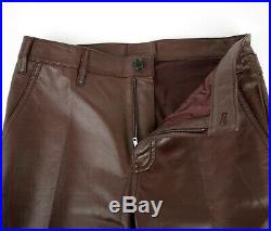 Prada Men's Burgundy Leather Pants EU 48 R / US 32 UPP190