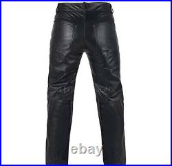 Premium Lambskin Mens Leather Pants Skin Fit Slim Fit Biker Style Fashion Pants