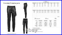 Punk Rave Men's Long Straight Legs Trousers Black Pu Leather Skinny Long Pants