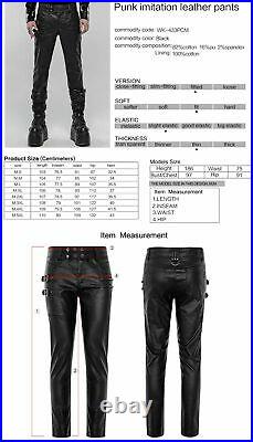 Punk Rave Metalist Men's Black Vegan Leather Pants. Local Stock. Gothic
