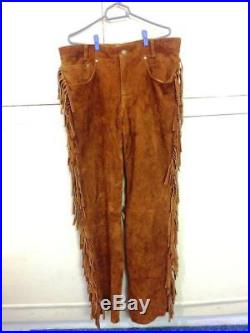 QASTAN Men's New Native American Buckskin Color Suede Leather Jacket & Pant WS1