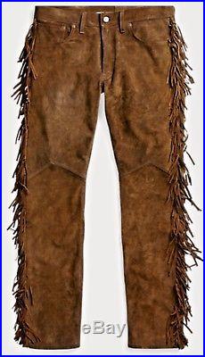 QASTAN New Men's Native American Buckskin Brown Suede Leather Jacket & Pant WS18
