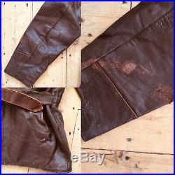 RARE 1940s 1950s French Leather Biker Jacket Trousers Motorcycle Vintage Men