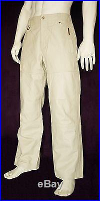 RARE Adidas Leather Pants Men's Genuine Leather Beige $1600 Size L, US 32