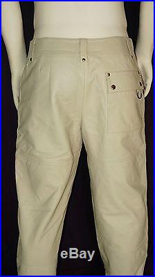RARE Adidas Leather Pants Men's Genuine Leather Beige $1600 Size L, US 32