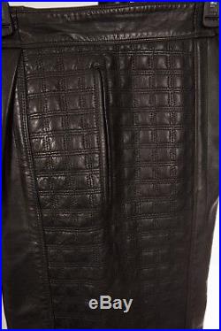 RARE Gianni Versace Mens Quilted Black Leather Suit Pants Jacket sz 48 / 50