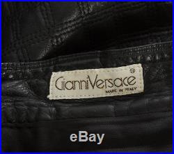 RARE Gianni Versace Mens Quilted Black Leather Suit Pants Jacket sz 48 / 50