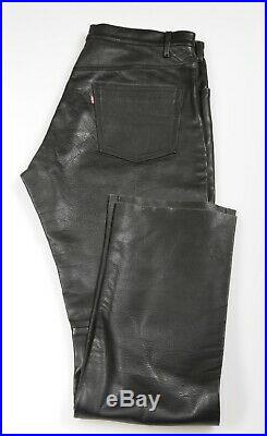 RARE Men's LEVI'S Lot 53 Black Motorcycle Real Leather Pants Size 36x36 UF