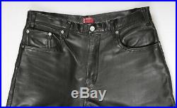 RARE Men's LEVI'S Lot 53 Black Motorcycle Real Leather Pants Size 36x36 UF
