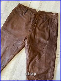 RARE Ralph Lauren Purple Label Leather Buckle Back Pants Men's Size 30x31 Brown