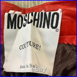 RARE Vintage Moschino Red 100% Leather Pants Mens Size 31 x 34 inches Italy
