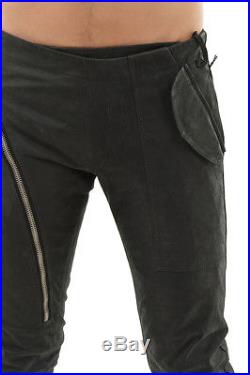 RICK OWENS New Man Black Leather AIRCUT NEW FIT Pants Trouser Size 48 ita $1323