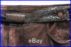 ROBERTO CAVALLI men's leather pants NWT sz M brown crackle distressed