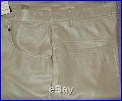 RODELLI UOMO NWT MEN'S TAUPE LEATHER FLAT FRONT PANTS SIZE 38