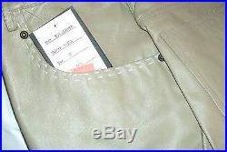 RODELLI UOMO NWT MEN'S TAUPE LEATHER FLAT FRONT PANTS SIZE 38