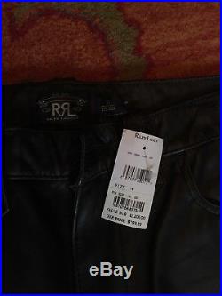 RRL Double Ralph Lauren Mens Stidded Black Leather Pants Rodeo Sz W34 x 34