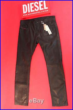 RRP 360£ NEW MENS DIESEL LEATHER L-THAVAR HOSE TROUSERS SIZE 32 FREE SHIPPING