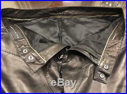 Ralph Lauren Black Label 100% Leather Moto Biker Mens Pants Size 32-34 BLACK New