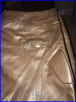 Ralph Lauren Black Label 100% Leather Moto Biker Mens Pants Size 32-34 Brown New
