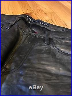 Ralph Lauren Black Label Distressed Leather Pants Men’s Waist 33 | Mens ...