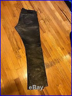 Ralph Lauren Black Label Distressed Leather Pants Men's Waist 33