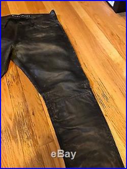 Ralph Lauren Black Label Distressed Leather Pants Men's Waist 33