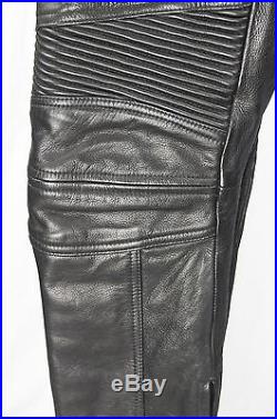 Ralph Lauren Black Label Men's Black Leather Motorcycle Pants 38 x 32 Heavy