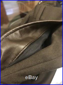 Ralph Lauren Black Label Pants Wool & Leather Sz 34 Flat Front Slim Fit Chestnut
