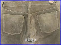 Ralph Lauren Double RL RRL Olive Leather Suede Jeans 100% Cowhide size 29